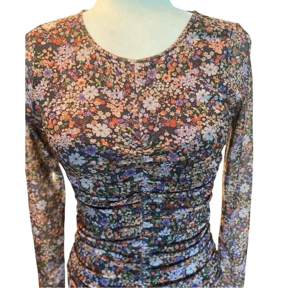 Lulus Everyday Luck Brown Floral Print Ruched Floral Bodysuit - Picture 2 of 8